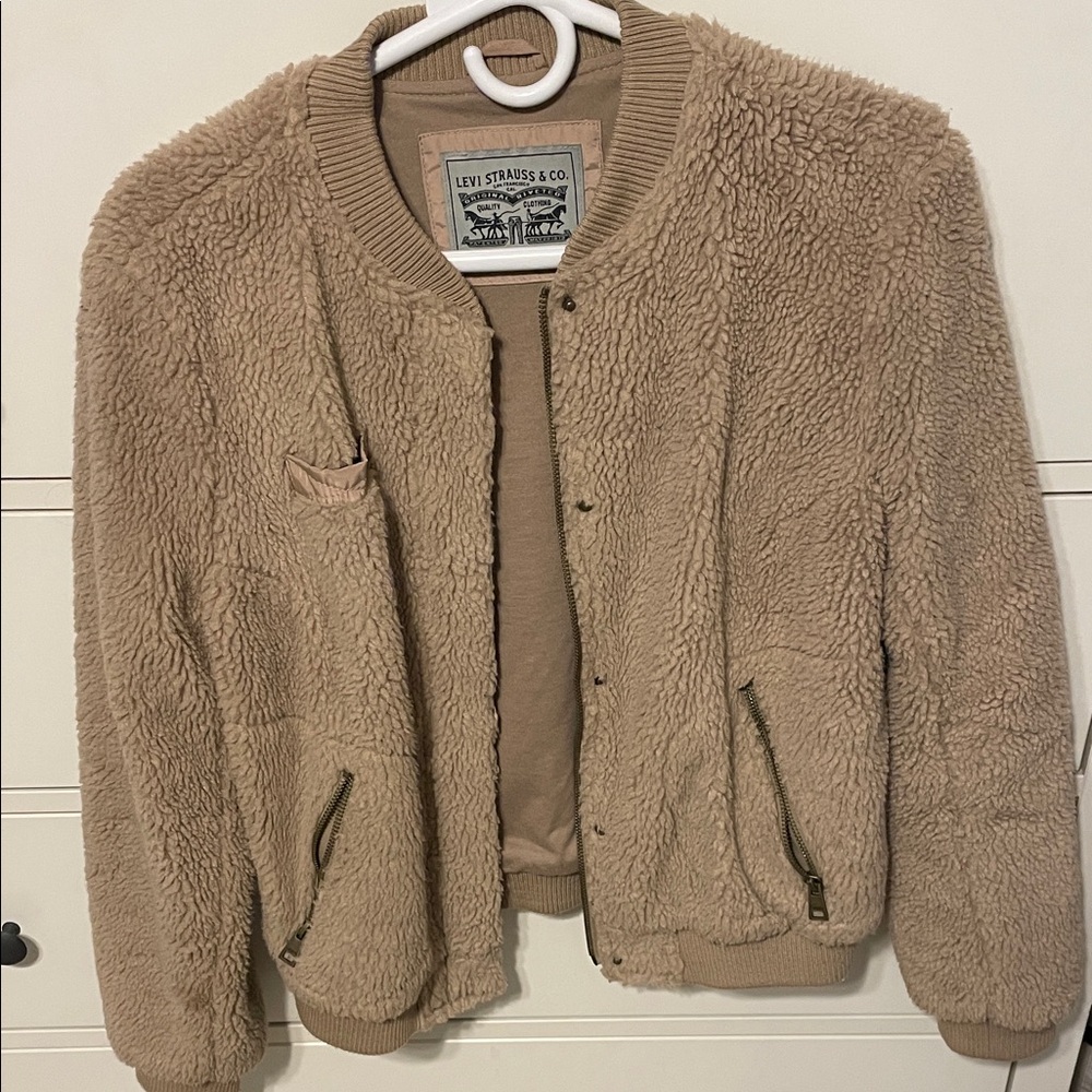 Levi's Beige Sherpa Bomber Jacket